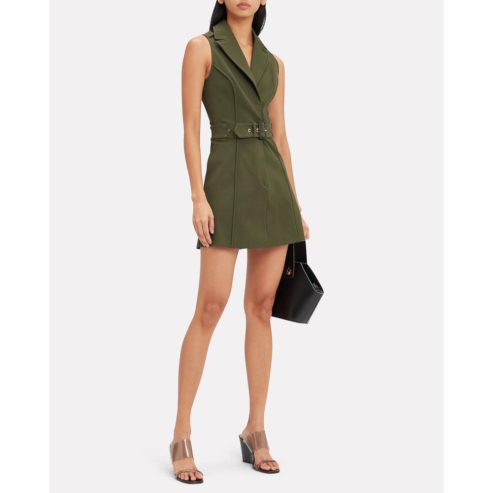 NWOT Derek Lam 10 Crosby Size 4 Belted Army Green Trench Dress